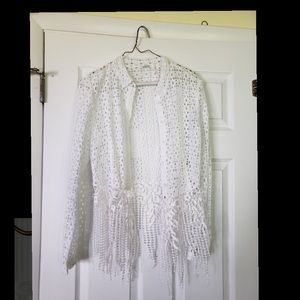 Elie Tahari White Ilet/Crochet Jacket